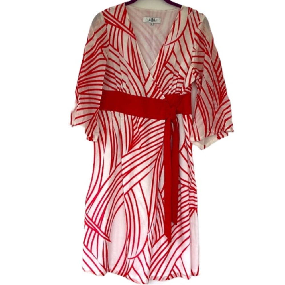 Tibi Red and White Patterned Dress